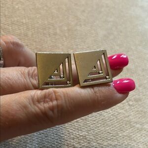 Vintage Geometric Silver Toned Cufflinks